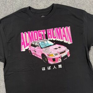 Almost Human T Shirt XL Black Car Graphic JDM‎ Japanese Text Tee Men's